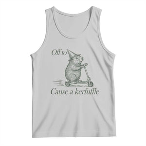 Off To Cause A Kerfuffle Tank Top Funny Groundhog Scooter Chaos TS11 Ash Print Your Wear