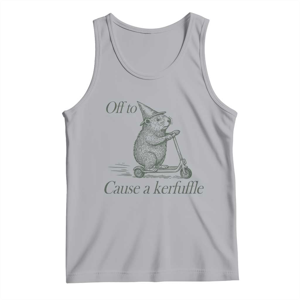 Off To Cause A Kerfuffle Tank Top Funny Groundhog Scooter Chaos TS11 Athletic Heather Print Your Wear