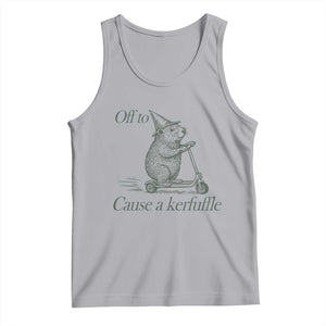 Off To Cause A Kerfuffle Tank Top Funny Groundhog Scooter Chaos TS11 Athletic Heather Print Your Wear