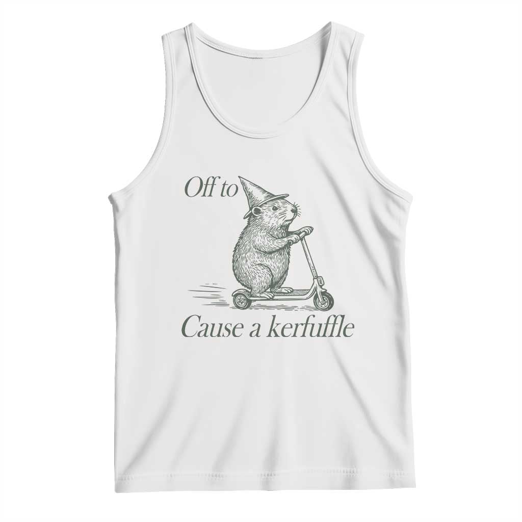 Off To Cause A Kerfuffle Tank Top Funny Groundhog Scooter Chaos TS11 White Print Your Wear