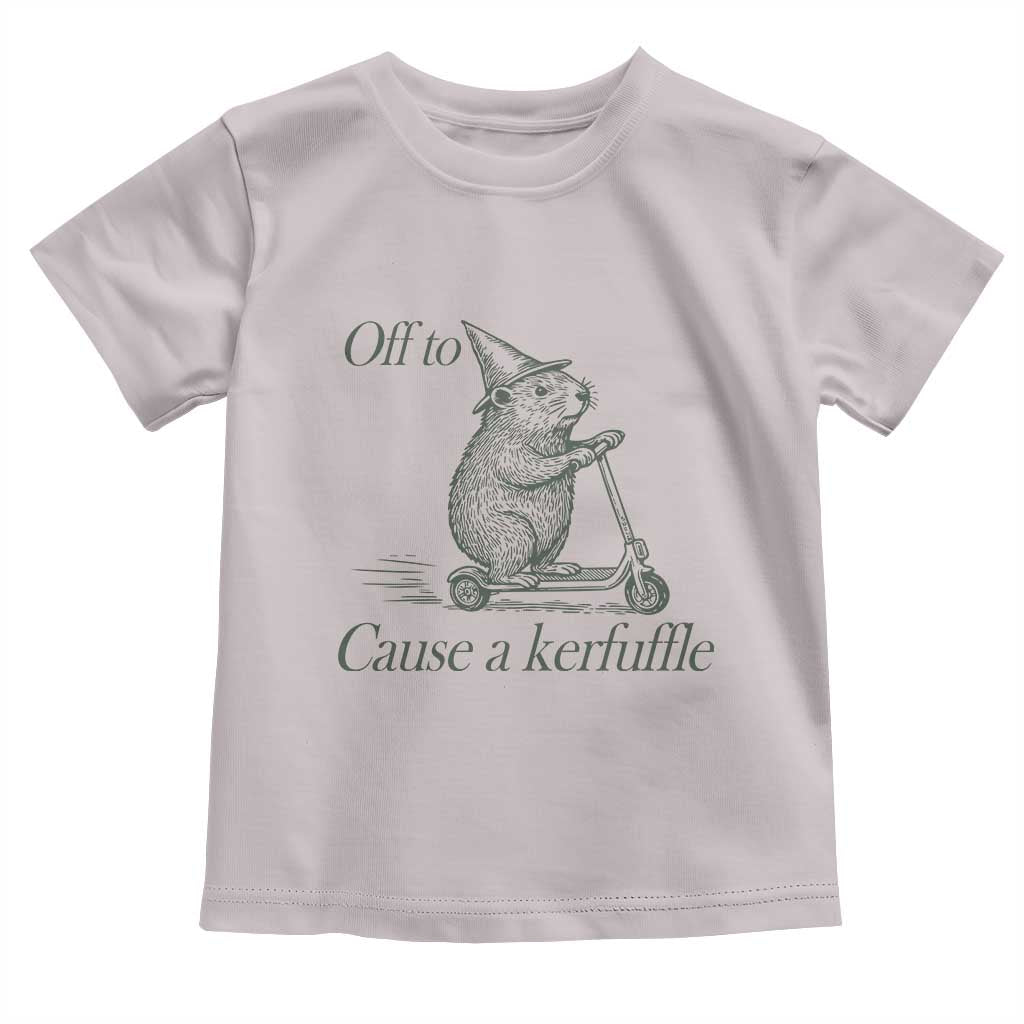 Off To Cause A Kerfuffle Toddler T Shirt Funny Groundhog Scooter Chaos TS11 Ice Gray Print Your Wear