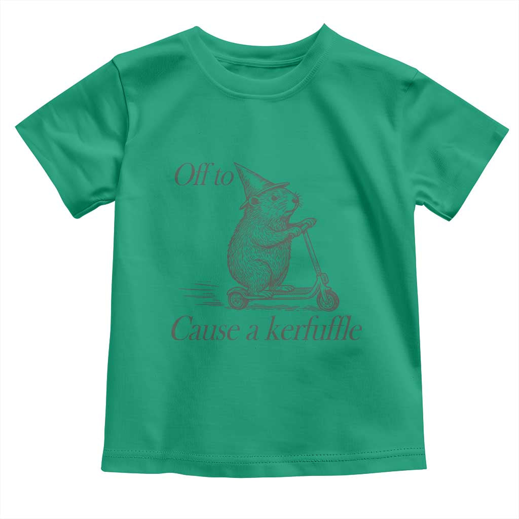 Off To Cause A Kerfuffle Toddler T Shirt Funny Groundhog Scooter Chaos TS11 Irish Green Print Your Wear