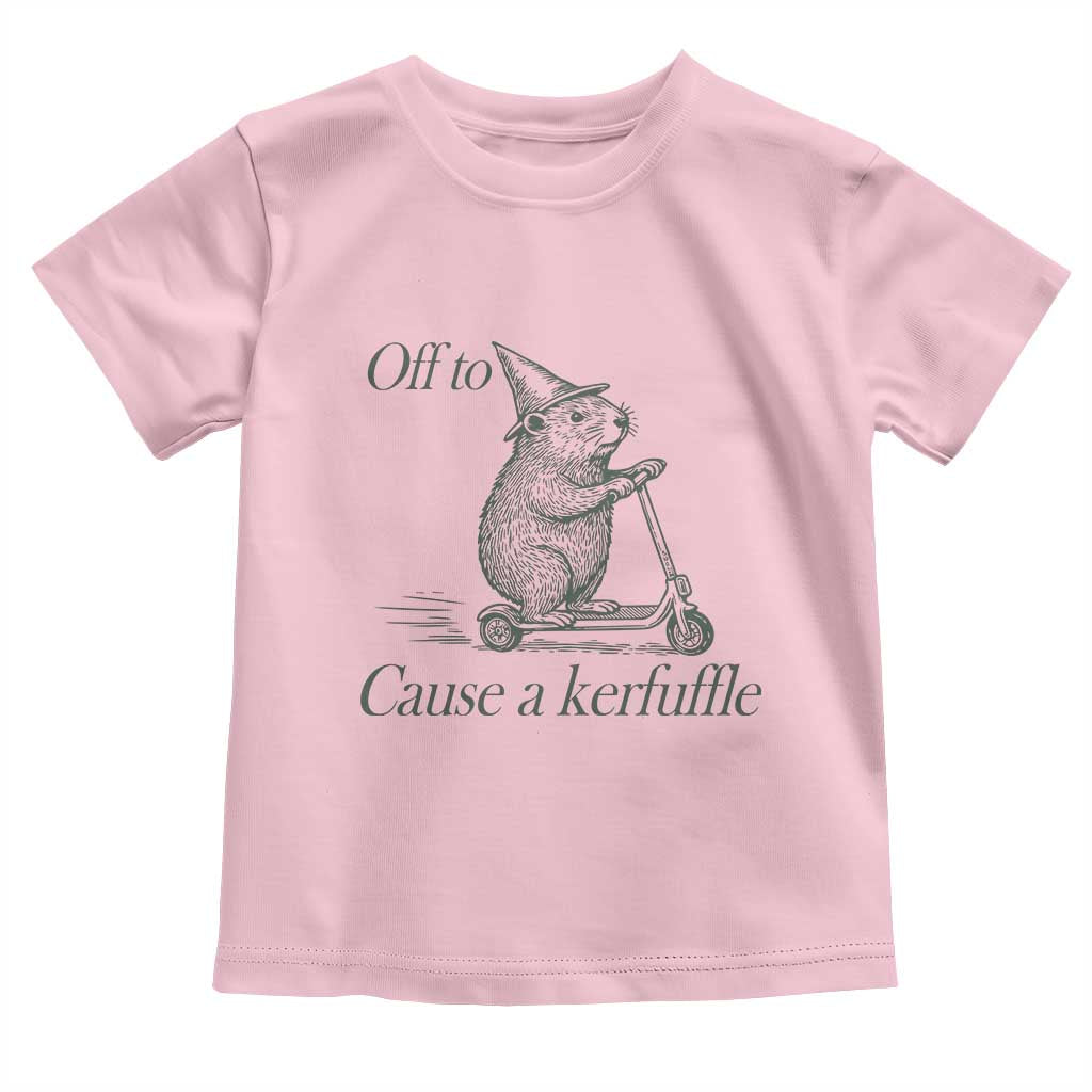 Off To Cause A Kerfuffle Toddler T Shirt Funny Groundhog Scooter Chaos TS11 Light Pink Print Your Wear