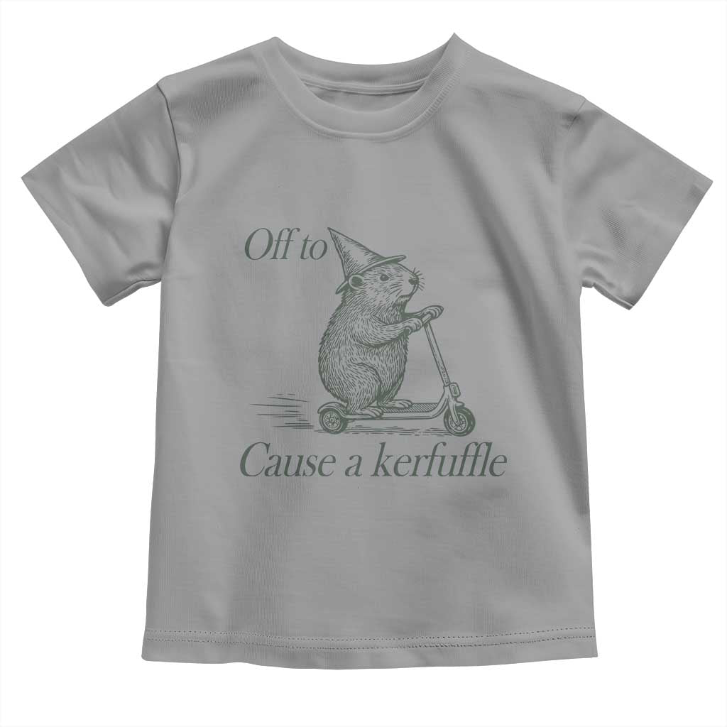 Off To Cause A Kerfuffle Toddler T Shirt Funny Groundhog Scooter Chaos TS11 Sport Gray Print Your Wear