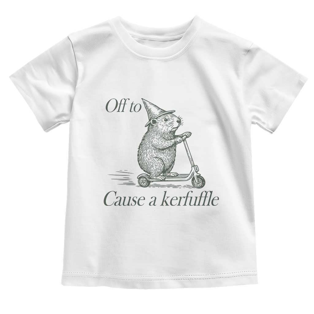 Off To Cause A Kerfuffle Toddler T Shirt Funny Groundhog Scooter Chaos TS11 White Print Your Wear