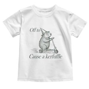 Off To Cause A Kerfuffle Toddler T Shirt Funny Groundhog Scooter Chaos TS11 White Print Your Wear