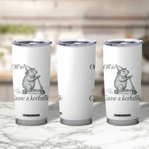 Off To Cause A Kerfuffle Tumbler Cup Funny Groundhog Scooter Chaos TS11 Print Your Wear