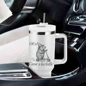 Off To Cause A Kerfuffle Tumbler With Handle Funny Groundhog Scooter Chaos TS11 Print Your Wear