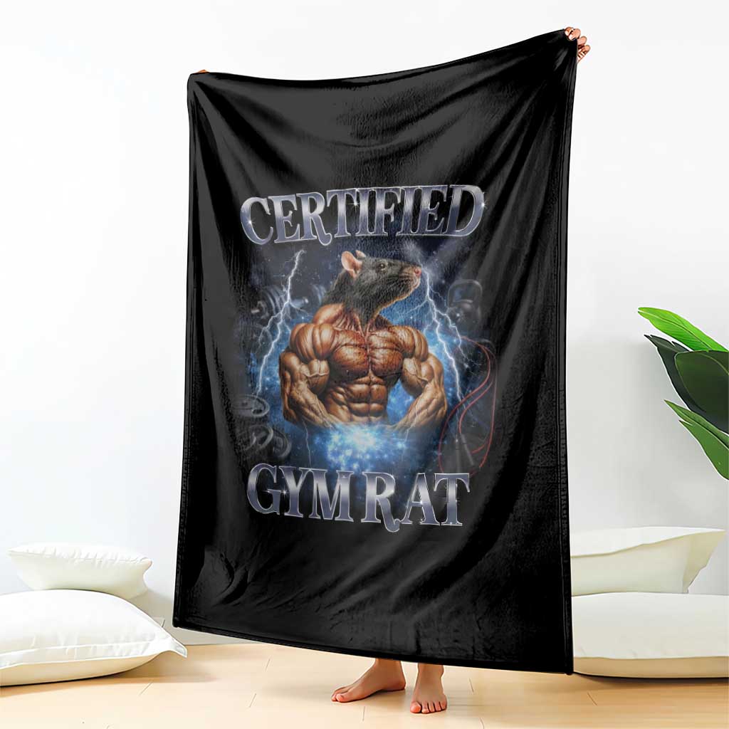 Funny Certified Gym Rat Throw Blanket Fitness Bodybuilding Gym Lovers Meme TS11 Print Your Wear
