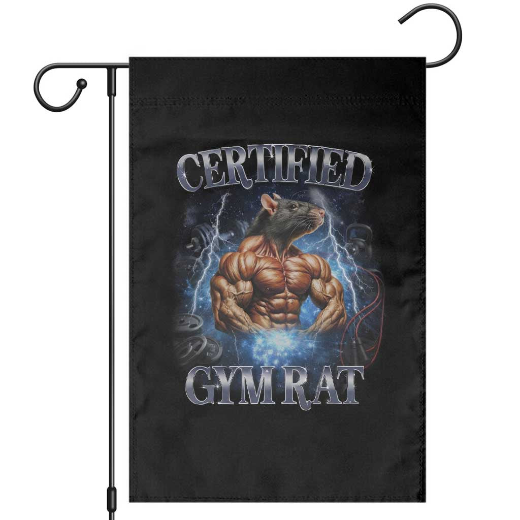 Funny Certified Gym Rat Garden Flag Fitness Bodybuilding Gym Lovers Meme TS11 Black Print Your Wear