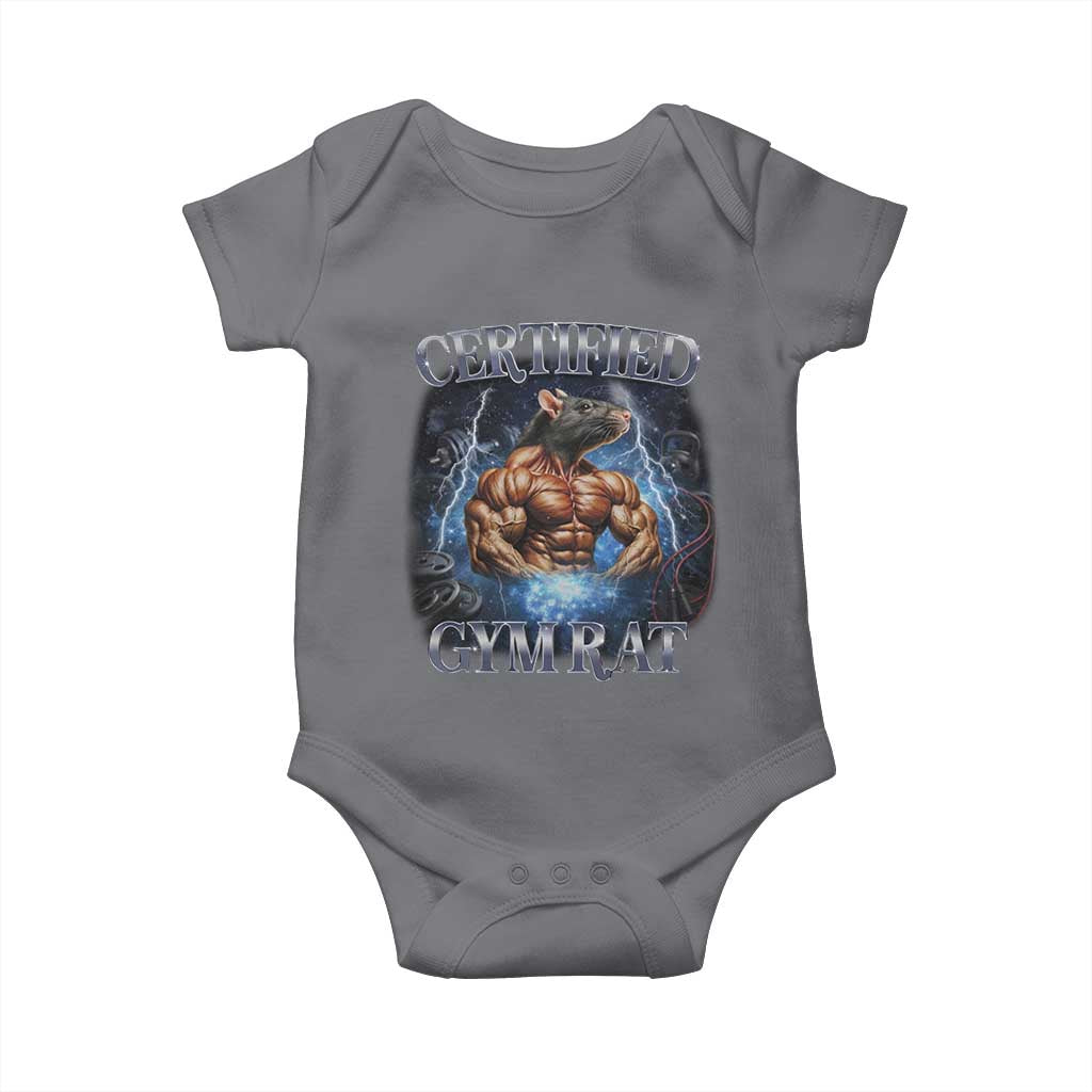 Funny Certified Gym Rat Baby Onesie Fitness Bodybuilding Gym Lovers Meme TS11 Charcoal Print Your Wear