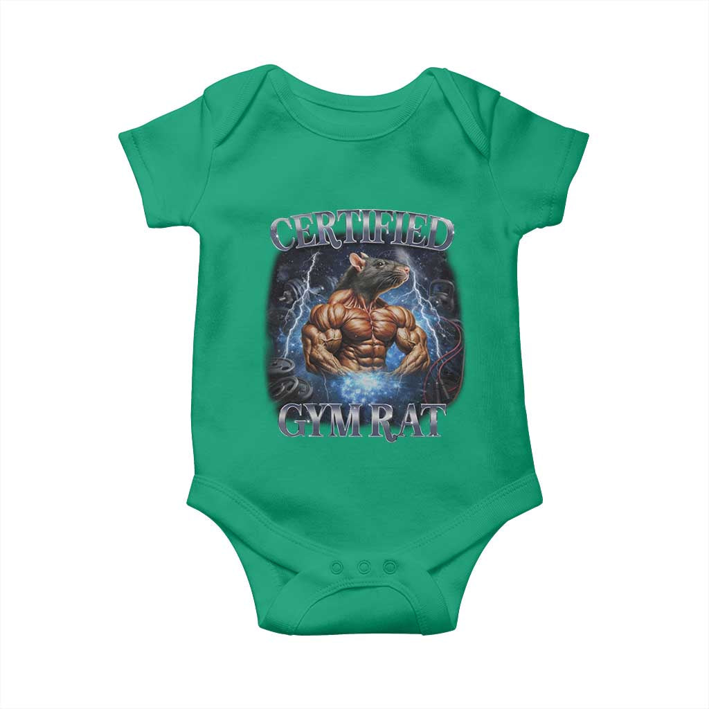 Funny Certified Gym Rat Baby Onesie Fitness Bodybuilding Gym Lovers Meme TS11 Irish Green Print Your Wear