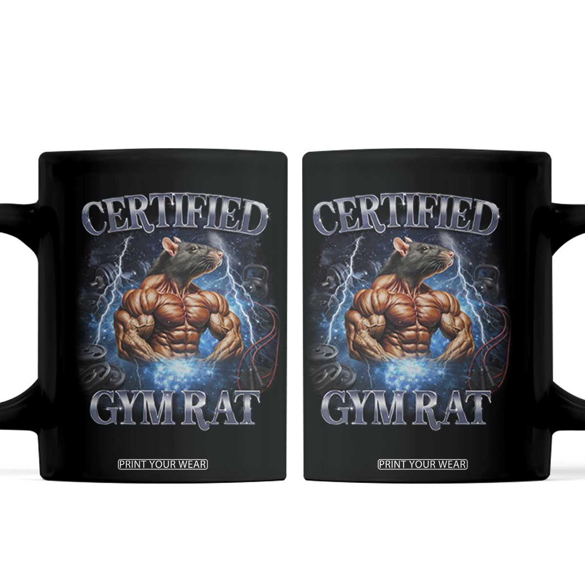 Funny Certified Gym Rat Coffee Mug Fitness Bodybuilding Gym Lovers Meme TS11 Black Print Your Wear