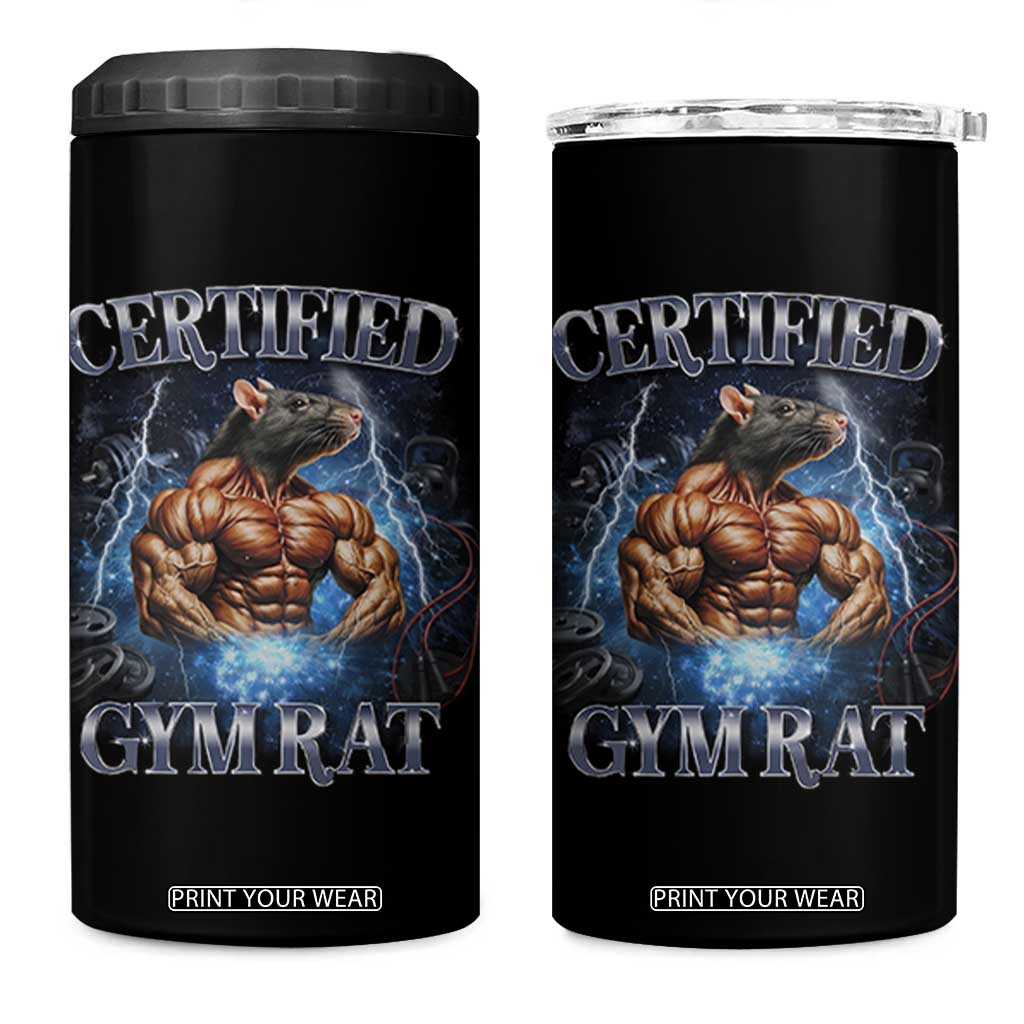 Funny Certified Gym Rat 4 in 1 Can Cooler Tumbler Fitness Bodybuilding Gym Lovers Meme TS11 One Size: 16 oz Black Print Your Wear