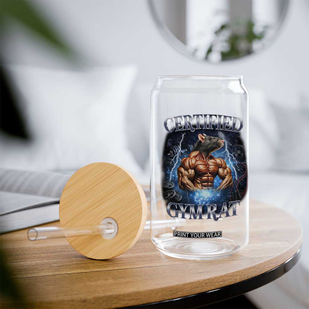 Funny Certified Gym Rat Glass Can Fitness Bodybuilding Gym Lovers Meme TS11 Print Your Wear