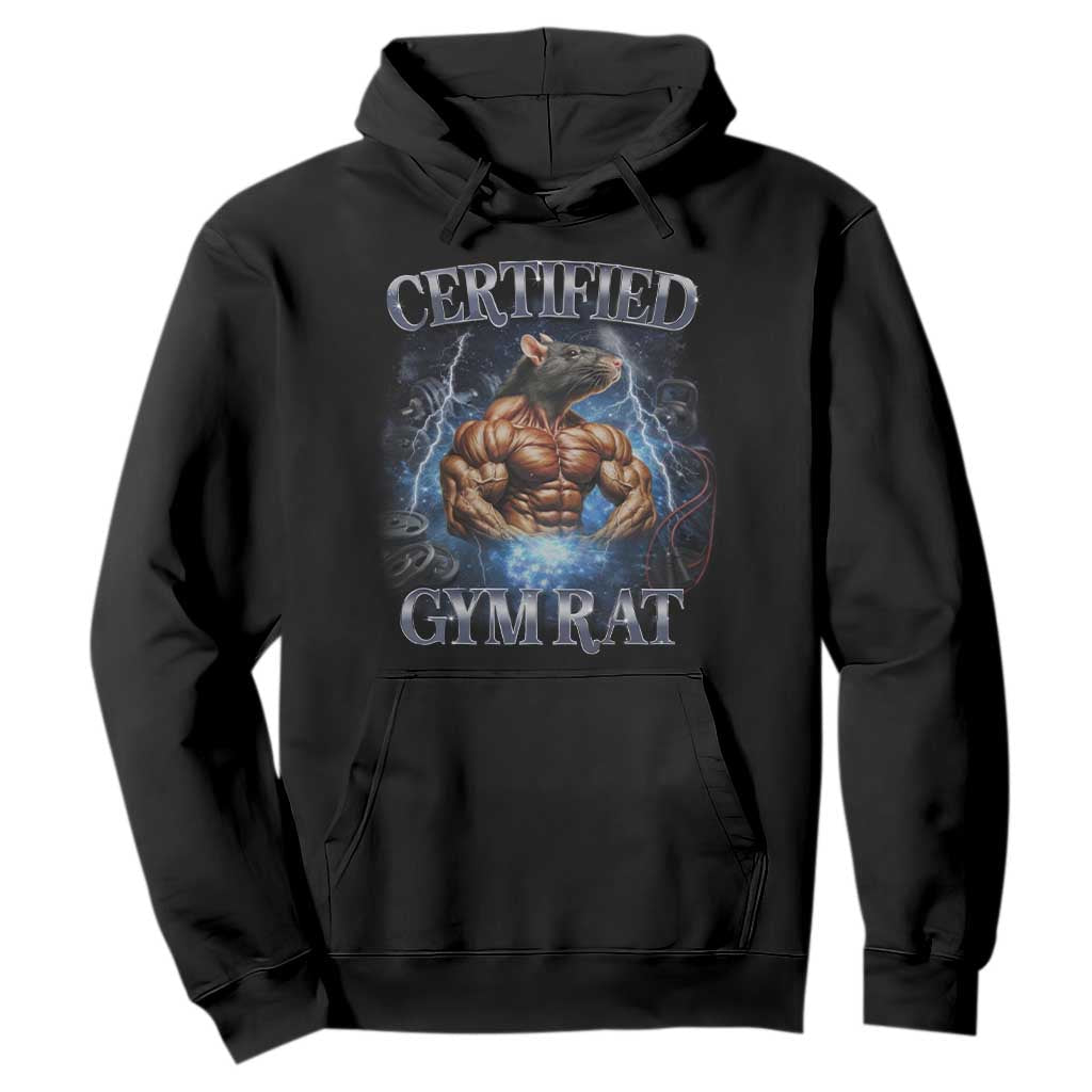 Funny Certified Gym Rat Hoodie Fitness Bodybuilding Gym Lovers Meme TS11 Black Print Your Wear
