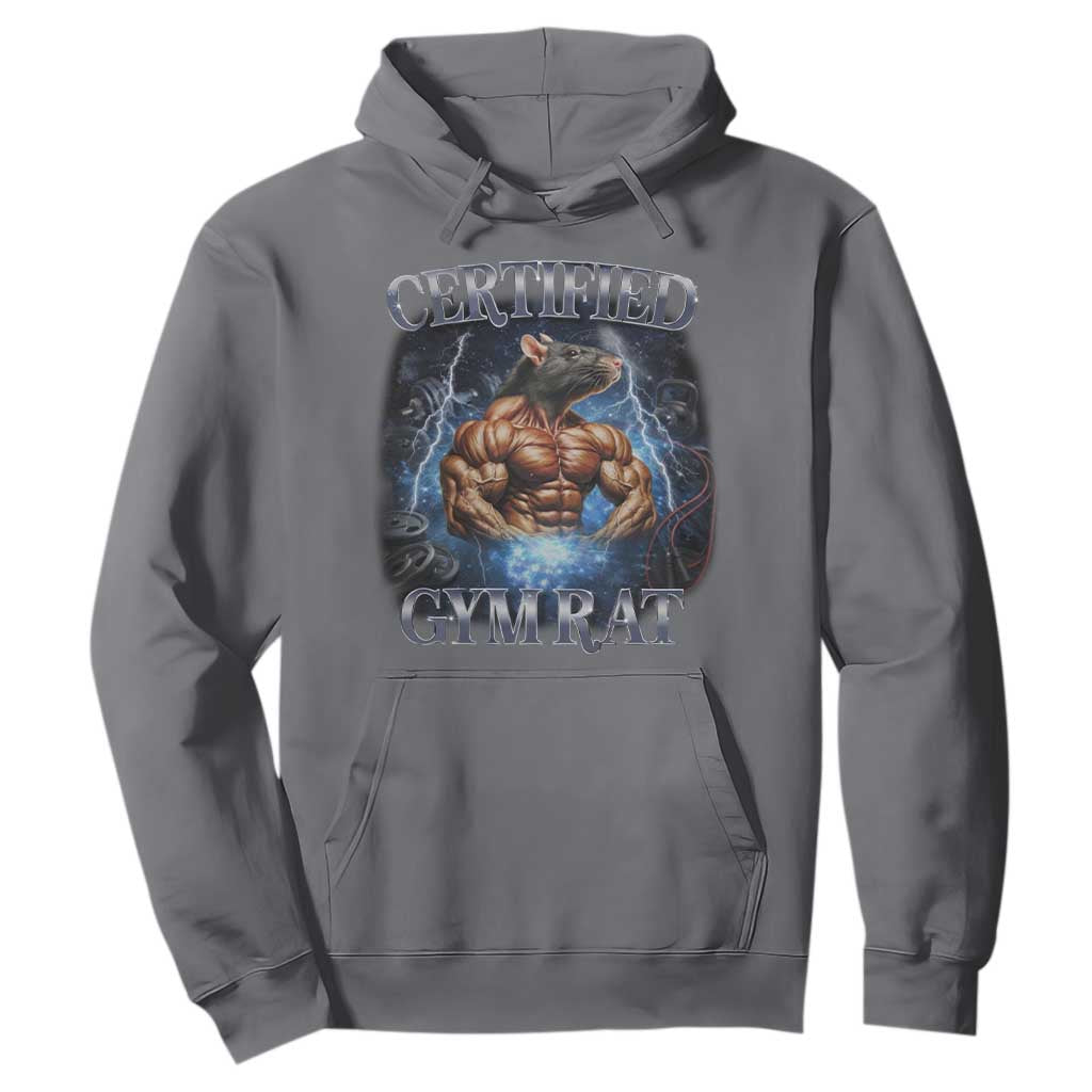 Funny Certified Gym Rat Hoodie Fitness Bodybuilding Gym Lovers Meme TS11 Charcoal Print Your Wear