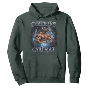 Funny Certified Gym Rat Hoodie Fitness Bodybuilding Gym Lovers Meme TS11 Dark Forest Green Print Your Wear