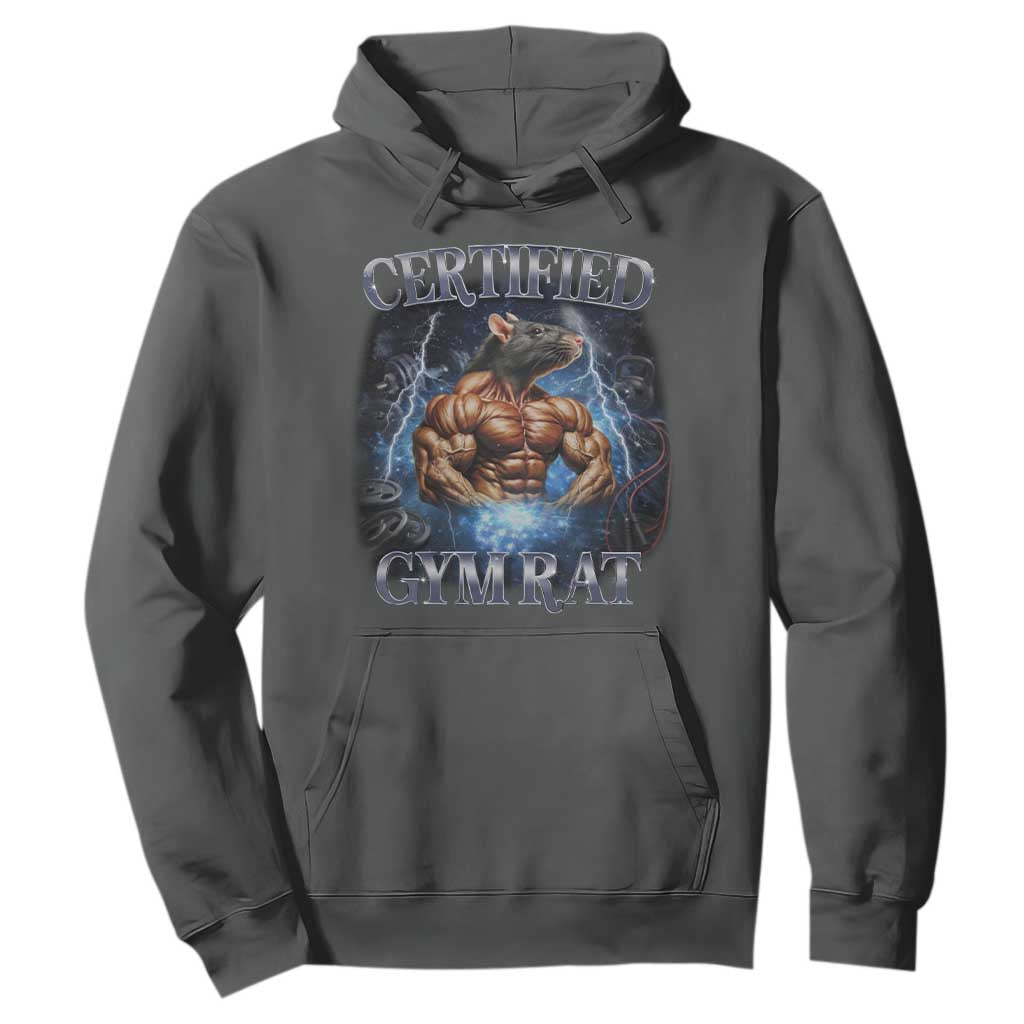 Funny Certified Gym Rat Hoodie Fitness Bodybuilding Gym Lovers Meme TS11 Dark Heather Print Your Wear