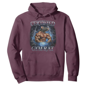 Funny Certified Gym Rat Hoodie Fitness Bodybuilding Gym Lovers Meme TS11 Maroon Print Your Wear