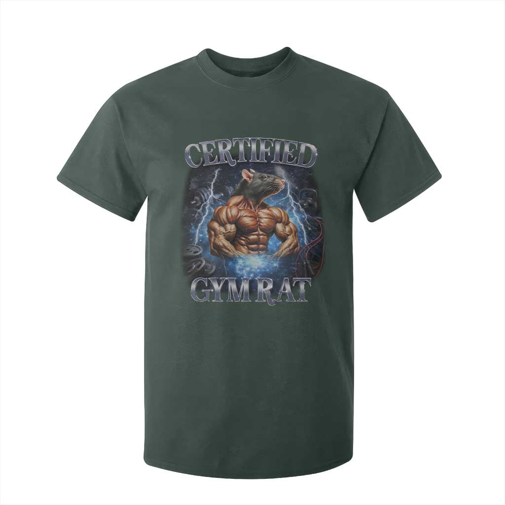 Funny Certified Gym Rat T Shirt For Kid Fitness Bodybuilding Gym Lovers Meme TS11 Dark Forest Green Print Your Wear