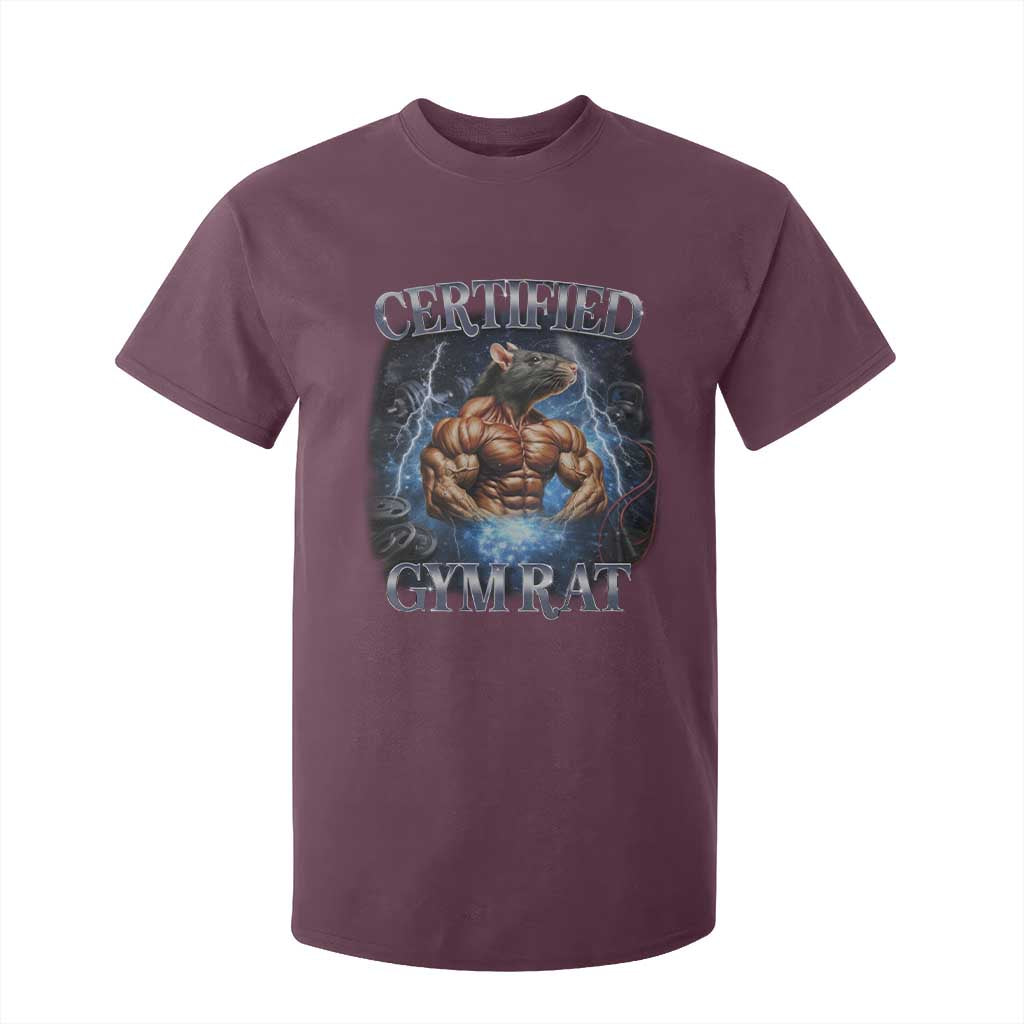 Funny Certified Gym Rat T Shirt For Kid Fitness Bodybuilding Gym Lovers Meme TS11 Maroon Print Your Wear
