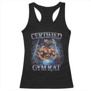 Funny Certified Gym Rat Racerback Tank Top Fitness Bodybuilding Gym Lovers Meme TS11 Black Print Your Wear