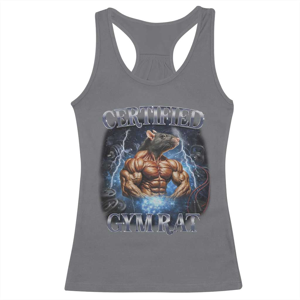 Funny Certified Gym Rat Racerback Tank Top Fitness Bodybuilding Gym Lovers Meme TS11 Charcoal Print Your Wear