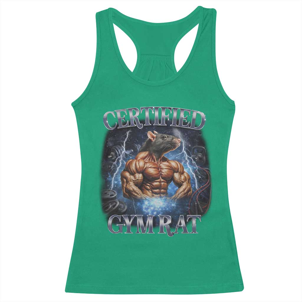 Funny Certified Gym Rat Racerback Tank Top Fitness Bodybuilding Gym Lovers Meme TS11 Irish Green Print Your Wear