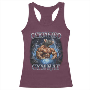 Funny Certified Gym Rat Racerback Tank Top Fitness Bodybuilding Gym Lovers Meme TS11 Maroon Print Your Wear