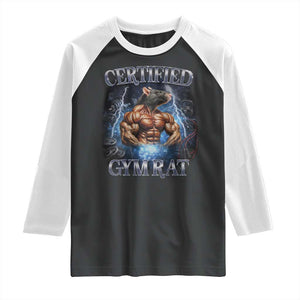 Funny Certified Gym Rat Raglan Shirt Fitness Bodybuilding Gym Lovers Meme TS11 Black White Print Your Wear