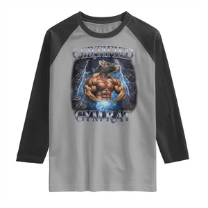 Funny Certified Gym Rat Raglan Shirt Fitness Bodybuilding Gym Lovers Meme TS11 Sport Gray Black Print Your Wear