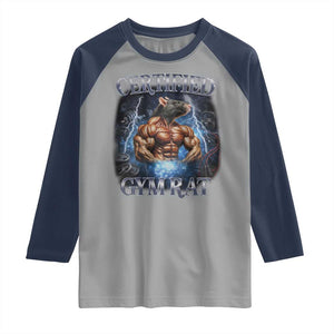 Funny Certified Gym Rat Raglan Shirt Fitness Bodybuilding Gym Lovers Meme TS11 Sport Gray Navy Print Your Wear