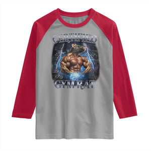 Funny Certified Gym Rat Raglan Shirt Fitness Bodybuilding Gym Lovers Meme TS11 Sport Gray Red Print Your Wear