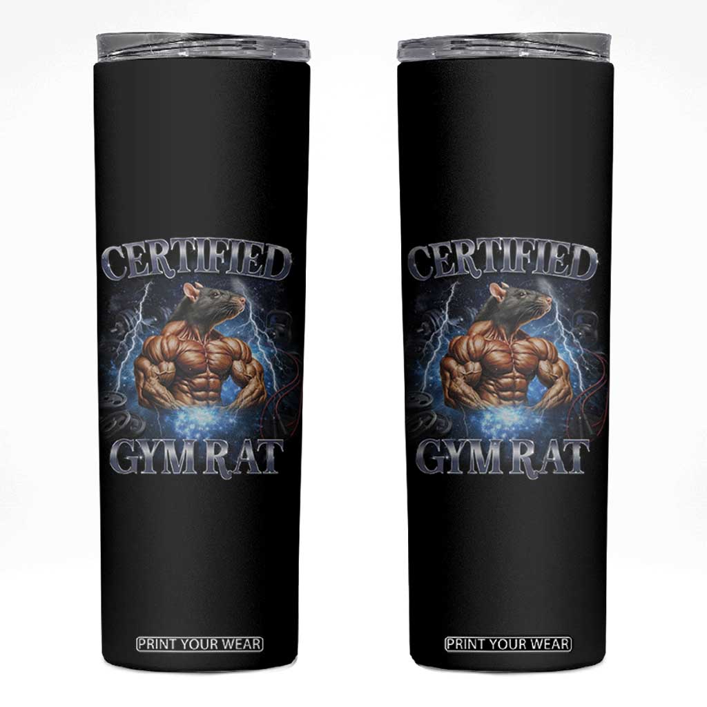 Funny Certified Gym Rat Skinny Tumbler Fitness Bodybuilding Gym Lovers Meme TS11 Black Print Your Wear