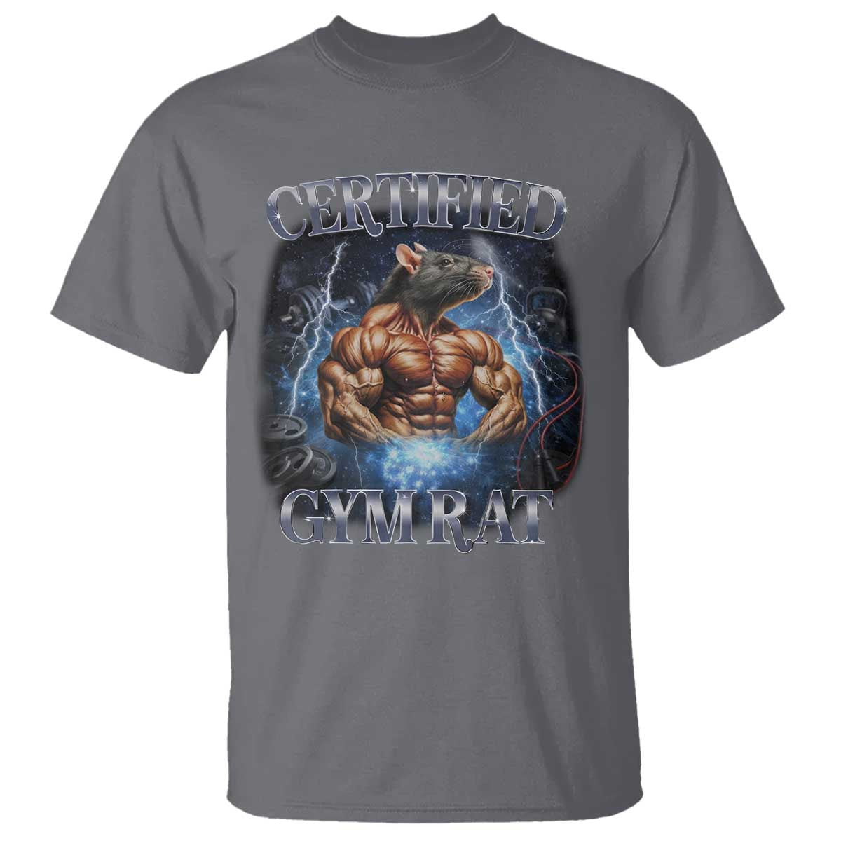 Funny Certified Gym Rat T Shirt Fitness Bodybuilding Gym Lovers Meme TS11 Charcoal Print Your Wear