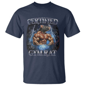 Funny Certified Gym Rat T Shirt Fitness Bodybuilding Gym Lovers Meme TS11 Navy Print Your Wear