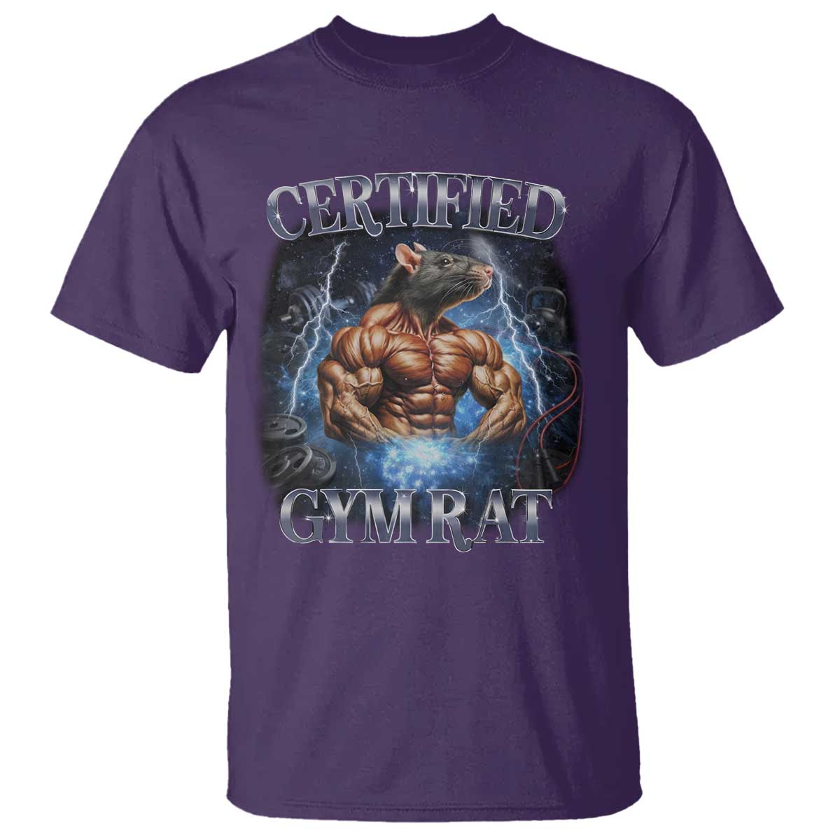 Funny Certified Gym Rat T Shirt Fitness Bodybuilding Gym Lovers Meme TS11 Purple Print Your Wear