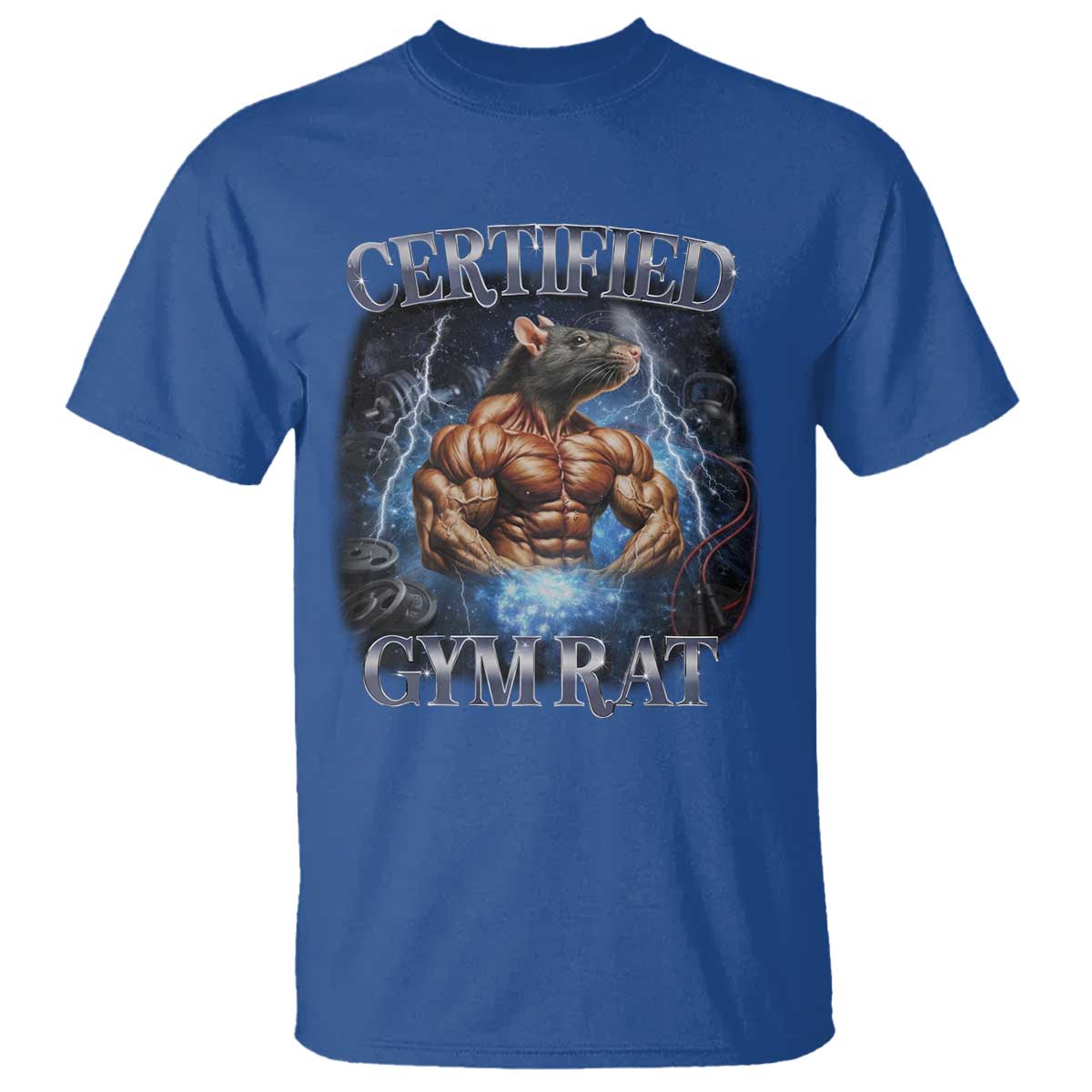 Funny Certified Gym Rat T Shirt Fitness Bodybuilding Gym Lovers Meme TS11 Royal Blue Print Your Wear
