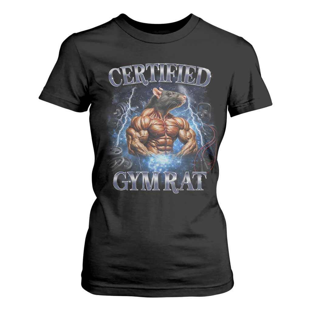 Funny Certified Gym Rat T Shirt For Women Fitness Bodybuilding Gym Lovers Meme TS11 Black Print Your Wear