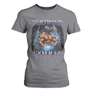 Funny Certified Gym Rat T Shirt For Women Fitness Bodybuilding Gym Lovers Meme TS11 Charcoal Print Your Wear