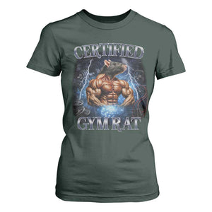 Funny Certified Gym Rat T Shirt For Women Fitness Bodybuilding Gym Lovers Meme TS11 Dark Forest Green Print Your Wear