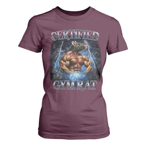 Funny Certified Gym Rat T Shirt For Women Fitness Bodybuilding Gym Lovers Meme TS11 Maroon Print Your Wear