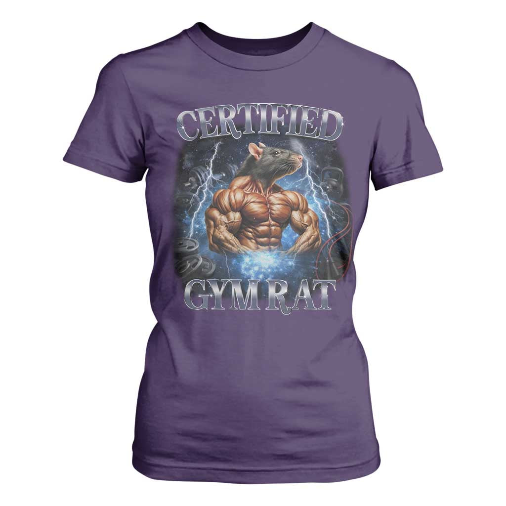 Funny Certified Gym Rat T Shirt For Women Fitness Bodybuilding Gym Lovers Meme TS11 Purple Print Your Wear