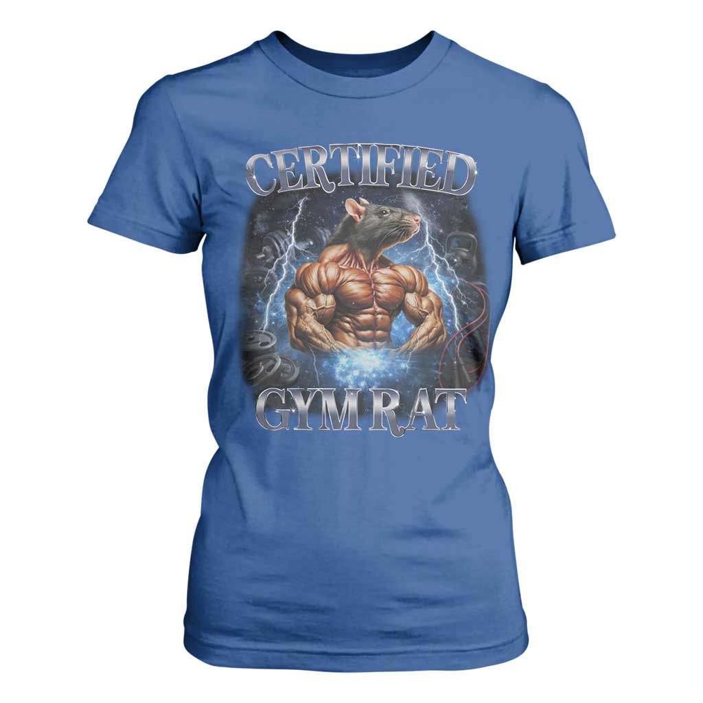 Funny Certified Gym Rat T Shirt For Women Fitness Bodybuilding Gym Lovers Meme TS11 Royal Blue Print Your Wear