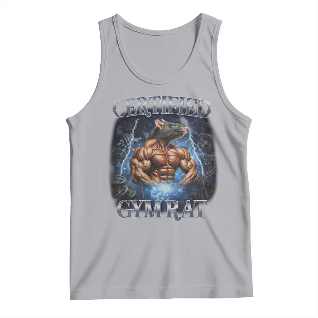 Funny Certified Gym Rat Tank Top Fitness Bodybuilding Gym Lovers Meme TS11 Athletic Heather Print Your Wear