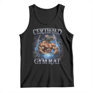 Funny Certified Gym Rat Tank Top Fitness Bodybuilding Gym Lovers Meme TS11 Black Print Your Wear