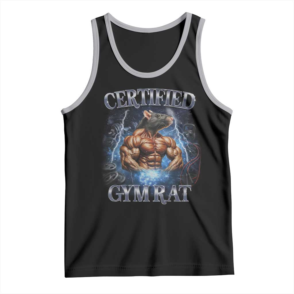 Funny Certified Gym Rat Tank Top Fitness Bodybuilding Gym Lovers Meme TS11 Black Athletic Heather Print Your Wear