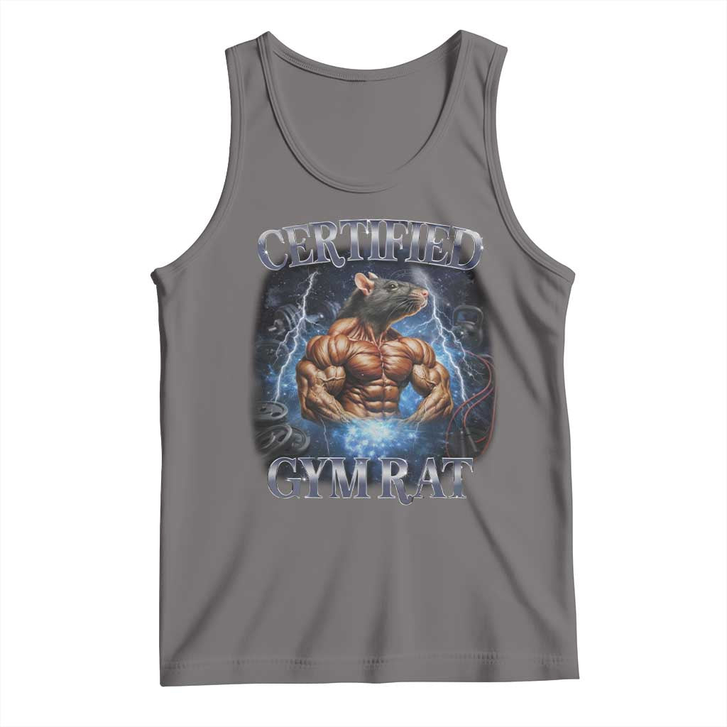 Funny Certified Gym Rat Tank Top Fitness Bodybuilding Gym Lovers Meme TS11 Deep Heather Print Your Wear
