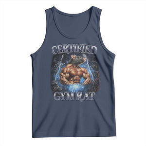 Funny Certified Gym Rat Tank Top Fitness Bodybuilding Gym Lovers Meme TS11 Navy Print Your Wear
